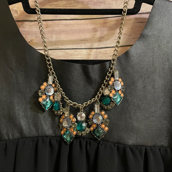 BaubleBar Enchanting Gem Statement Necklace - Green, Blue, Clear, Peach Stones - Picture 2 of 5
